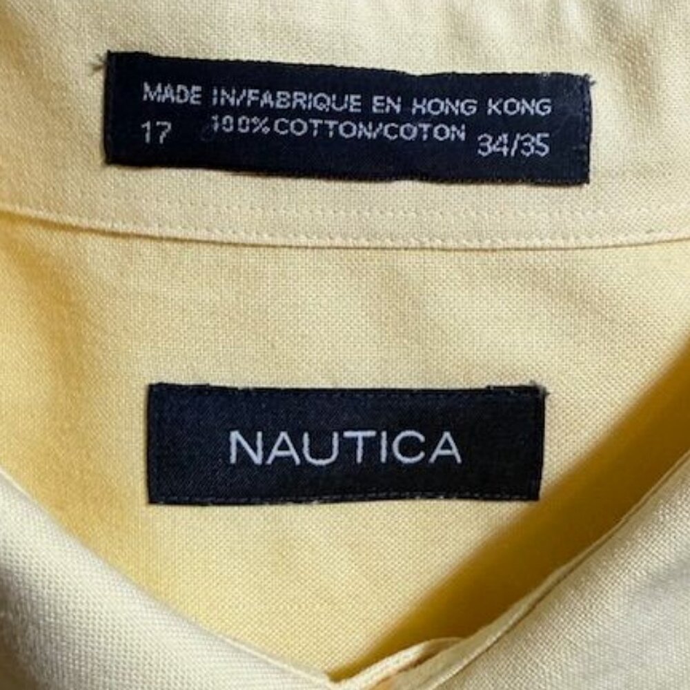 Nautica Yellow 100% Cotton Logo Pocket Button Down Shirt - Picture 9 of 11